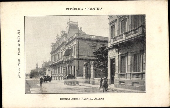 Postcard Buenos Aires Argentina, Avenida Alvear, street cleaners