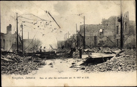 Ak Kingston Jamaika, Ruinen nach dem Erdbeben 1907
