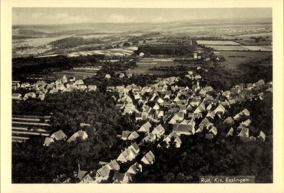 Postcard Ruit Ostfildern in Baden, aerial photograph