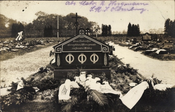 Photo Postcard Lützow Mecklenburg, war memorial in the cemetery for fallen sailors, WWI