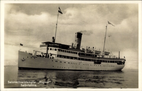 Ak Salonsneldampfer Rugard, dubbelschroefstoomboot, Sassnitz-lijn