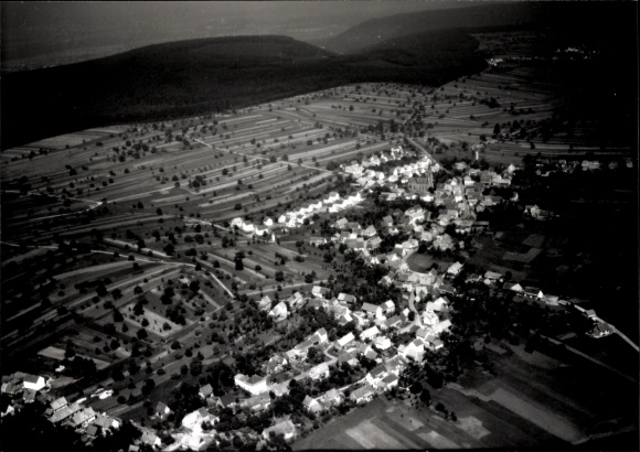 Postcard Schöllbronn Ettlingen in Baden, The picture shows an aerial photograph of Schöllbronn.