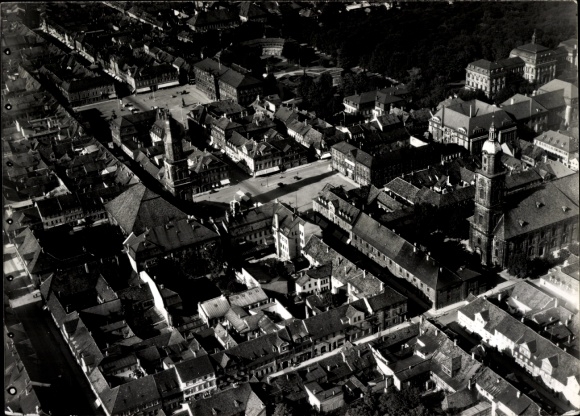 Postcard Erlangen in Middle Franconia Bavaria, Lorlebergplatz, aerial photograph