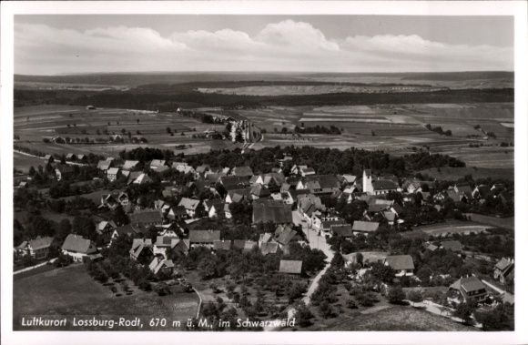 Postcard Rodt Loßburg in the district of Freudenstadt, aerial photograph