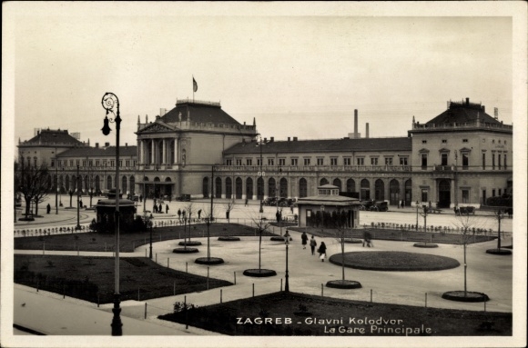 Postcard Zagreb Kroatien, Main Station, Hauptbahnhof