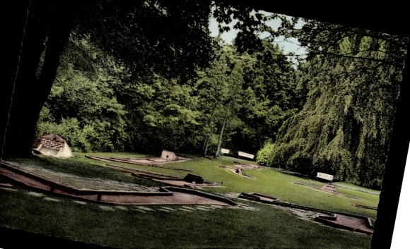 Postcard Leichlingen in the Rhineland, Sanatorium Roderbirken, mini golf course