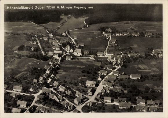 Postcard Dobel in the Black Forest, aerial photograph of the high-altitude health resort, 720 m above sea level.
