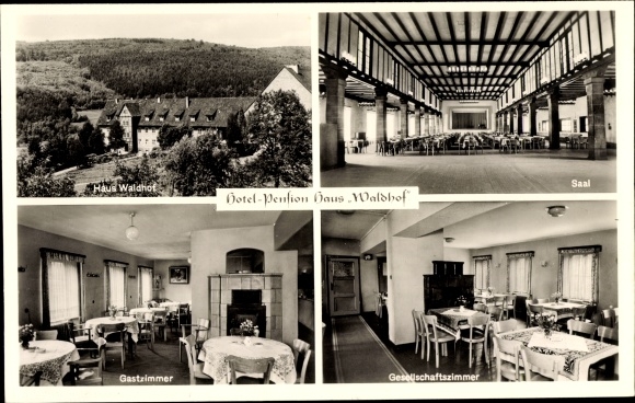 PC Eschenstruth Helsa in Hesse, Haus Waldhof, exterior and interior view, owner E. Arnold