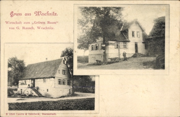 Postcard Weschnitz Fürth in the Odenwald, Economy at the Green Tree