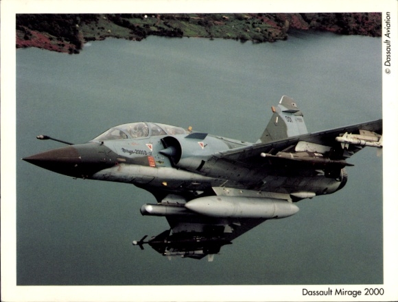 Postcard Dassault Mirage 2000, French multi-role combat aircraft