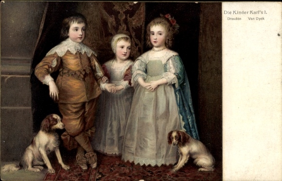 Künstler Ak Van Dyck, Anton, Die Kinder Karl's 1., Hunde, Stengel 29707