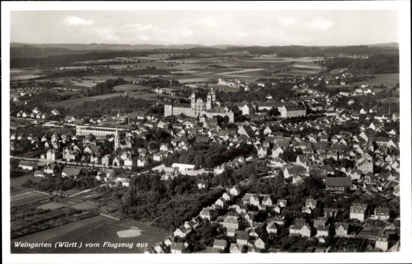 Postcard Weingarten in Württemberg, aerial photograph