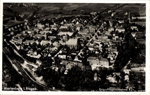 Postcard Marienberg in the Ore Mountains Saxony, aerial photograph
