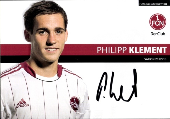 Autogrammkarte Fußballer Philipp Klement, 1. FC Nürnberg, Autogramm