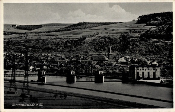 Postcard Kleinwallstadt in Lower Franconia, panorama