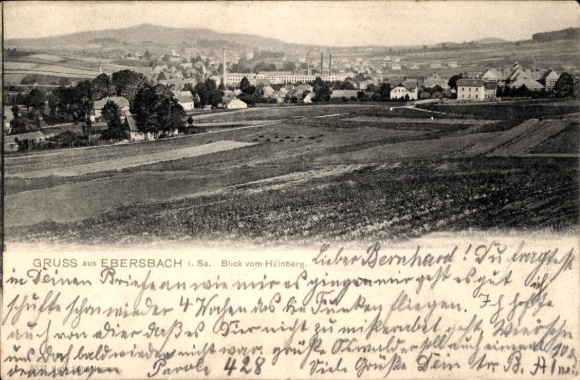 Postcard Ebersbach in Saxony Upper Lusatia, general view, view from Hainberg