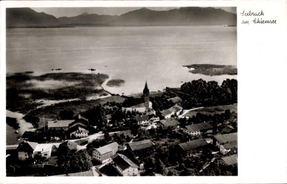 Postcard Seebruck am Chiemsee Upper Bavaria, aerial photograph