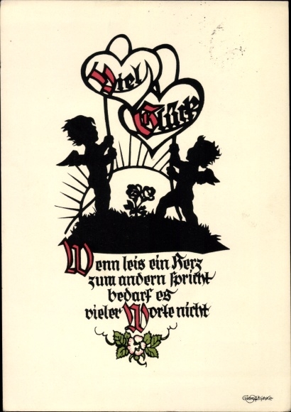 Paper cut PC Plischke, Georg, other congratulations, good luck, angels with hearts, no. 744