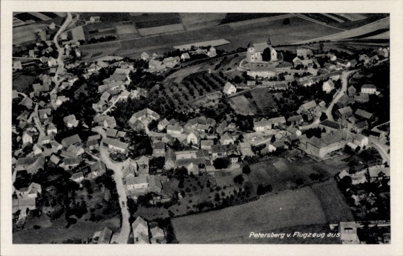 Postcard Petersberg in Hesse, aerial photograph