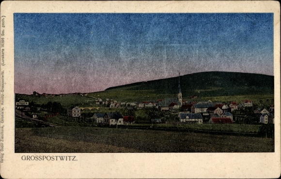 Luna Ak Großpostwitz in Sachsen, Totalansicht der Ortschaft