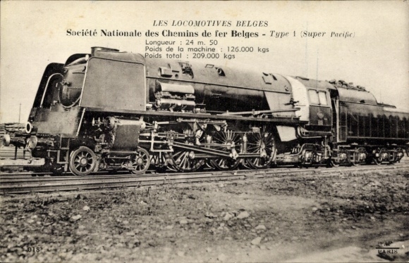 PC Belgian Railway, steam locomotive, Type 1 Super Pacific