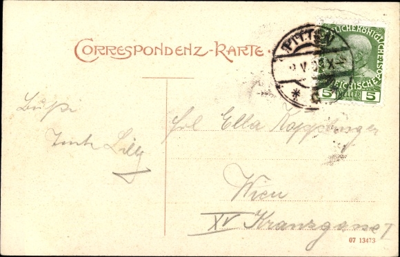 Postcard Pitten in Lower Austria, main view with train station