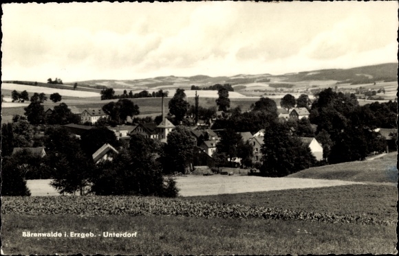 Postcard Bärenwalde Crinitzberg in Saxony, partial view, Unterdorf