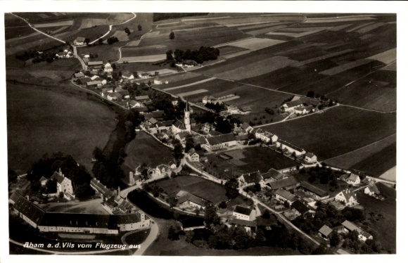 Postcard Neuhausen Aham Landshut district, aerial photograph