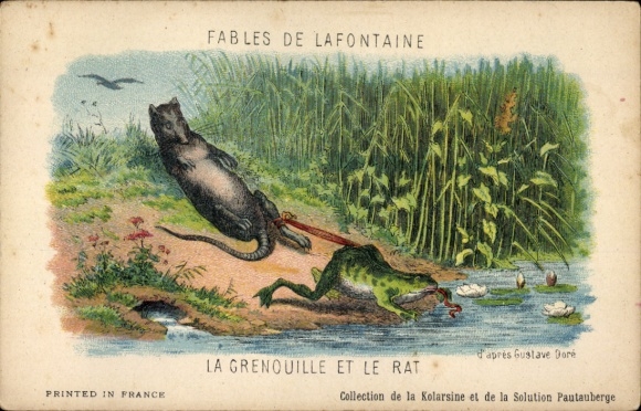 Chromo-Litho Fables de La Fontaine, La Grenouille et le Rat