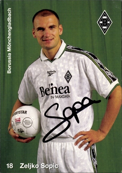 Autogrammkarte Fußballer Zeljko Sopic, Borussia Mönchengladbach, Autogramm