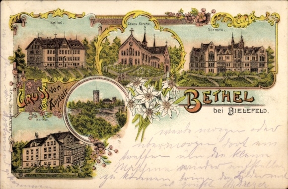 Litho Bethel Bielefeld, Anstalt Bethel, Sarepta, Zionskirche