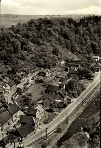 Postcard Rübeland Oberharz am Brocken, beautiful view, residential buildings, road, natural surroundings