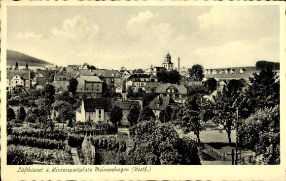Ak Meinerzhagen Westfalen,Teilansicht vom Ort,Kirchturm