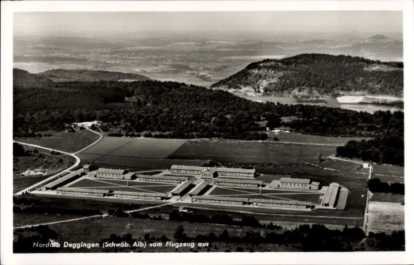 Postcard Deggingen in Württemberg, aerial photograph