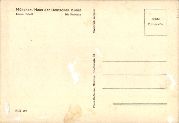 Artist Postcard Schult, Johann, The Resting Woman, Female Nude, HDK 410