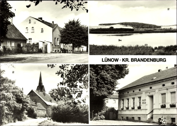 Postcard Lünow Roskow in Brandenburg, Dorfstrasse, Am Beetzsee, Gaststätte Zur Linde