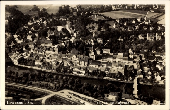 PC Lunzenau in Saxony, aerial photograph of the village