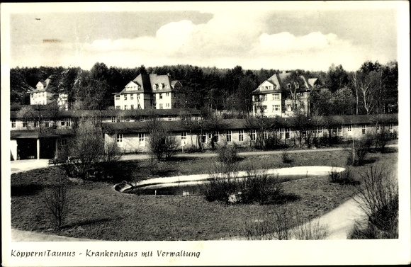 Postcard Köppern Friedrichsdorf Taunus, hospital with administration