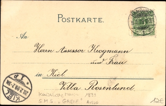 Artist Chromo-Litho Bohrdt, Hans, German warship, SMS Greif, Aviso