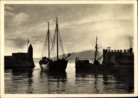 Postcard Patras Greece, The Leap across the Gulf, Waffen SS, EAS 374