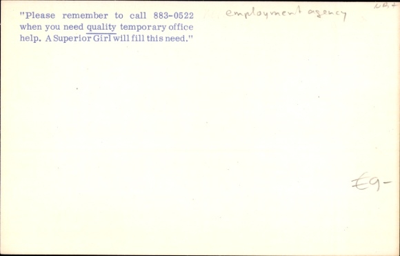 Postcard Detroit Michigan USA, Office Staffing Agency, Superior Personnel Extras
