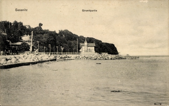 Ak Sassnitz auf Rügen, Blick zum Strand