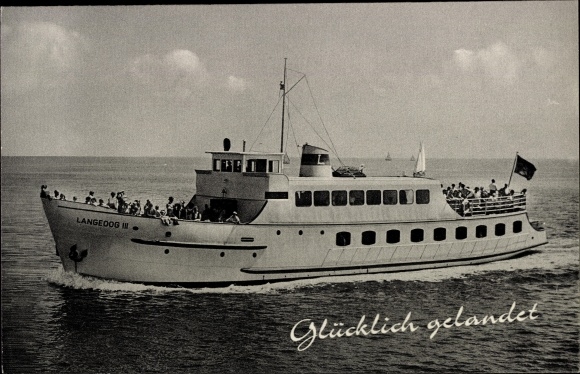 Ansichtkaart Nordseebad Langeoog Ostfriesland, passagiersschip Langeoog III