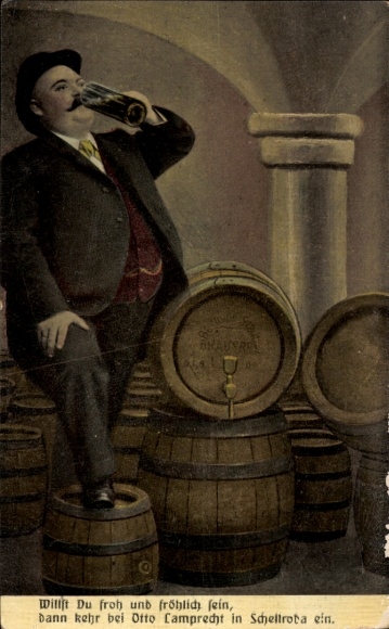 Ak Schellroda Klettbach in Thüringen, Restauration Zur Erholung, Inh. Otto Lamprecht, Mann, Bier