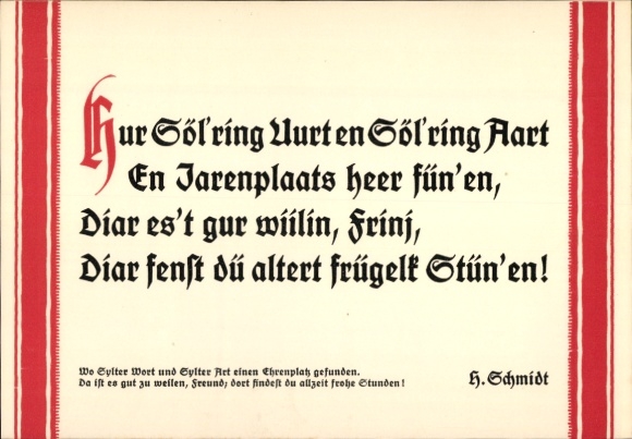 AkWo Sylter Wort und Sylter Art found a place of honor, H. Schmidt