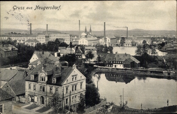 Ak Ebersbach Neugersdorf in der Lausitz, Teilansicht
