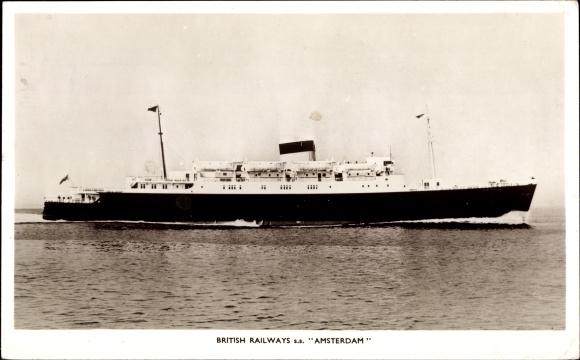 Ansichtkaart British Railways, veerboot SS Amsterdam