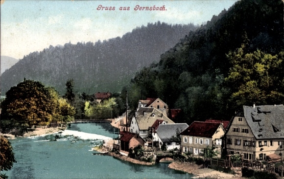 Postcard Gernsbach in the Murgtal Black Forest, town view