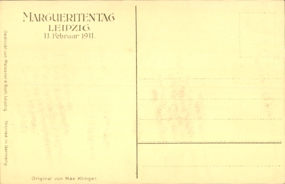Artist Postcard Klinger, Max, Leipzig in Saxony, Marguerite Day 1911, Meissner & Buch