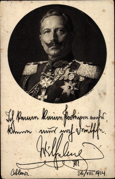 Postcard Kaiser Wilhelm II, I don't know any parties anymore, quote 1914